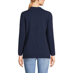 Women's Petite Fine Gauge Cotton Button Front Blazer Sweater