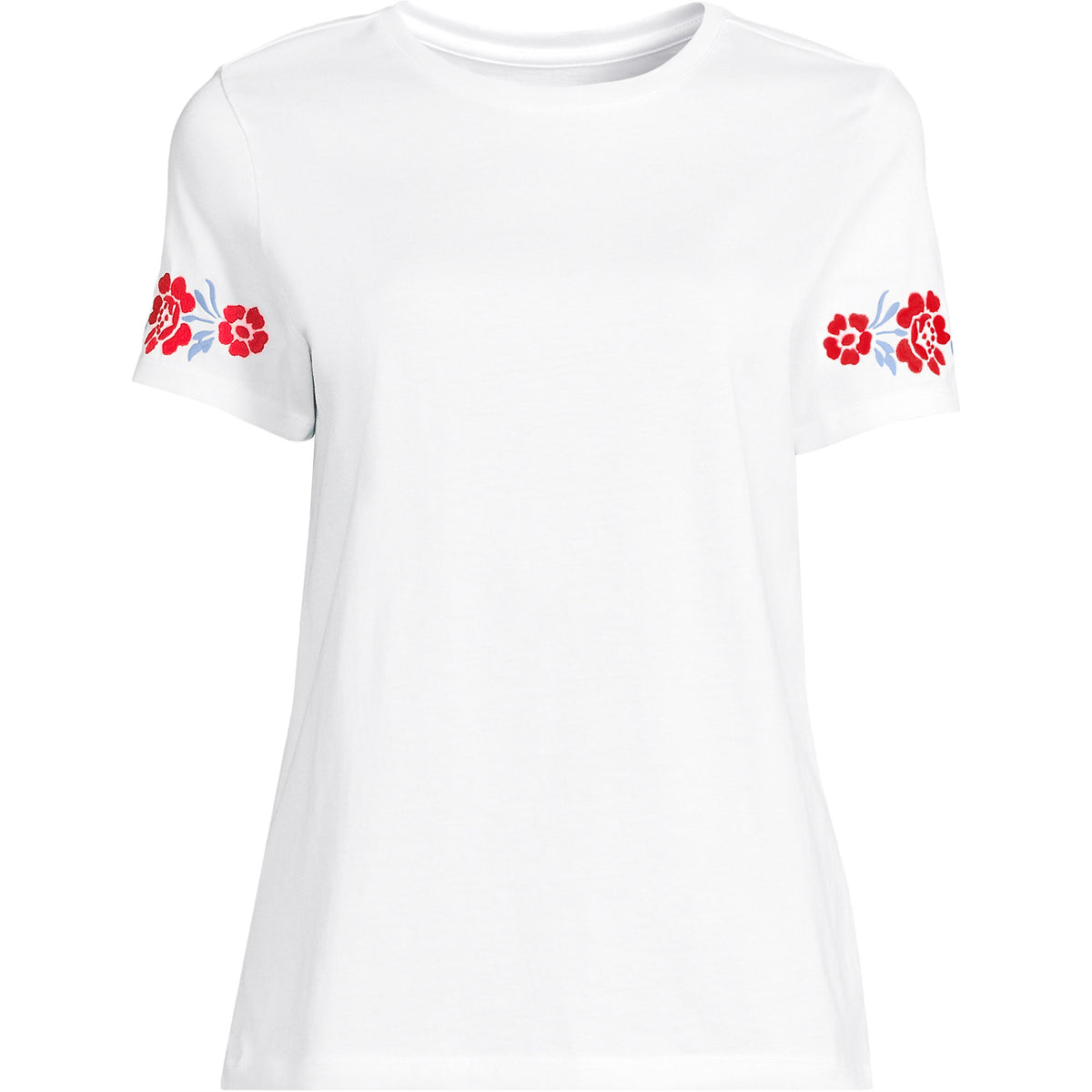 Women's Plus Size Short Sleeve Supima Cotton Embroidered Crew Neck T Shirt