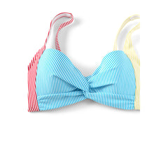 Women's DDD-Cup Chlorine Resistant Twist Underwire Bikini Top Swimsuit Adjustable Straps Seersucker