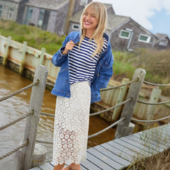 Women's Lace Overlay Midi Skirt