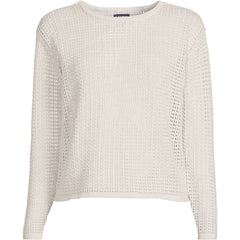 Women's Cotton Viscose Mesh Jacquard Crew Neck Sweater