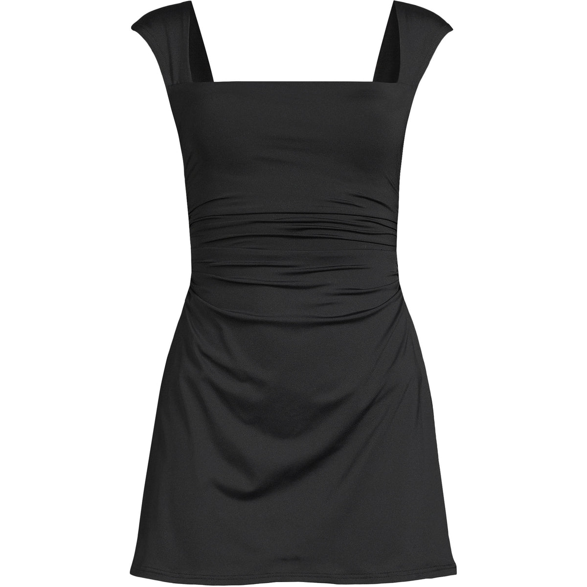 Women's Plus Size Smoothing Square Neck Ruched Swim Dress Swimsuit