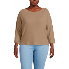Women's Plus Size 3/4 Sleeve Cozy Rib Dolman Top