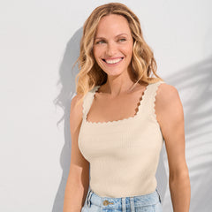 Women's Ribbed Square Neck Tank Sweater - Set Top