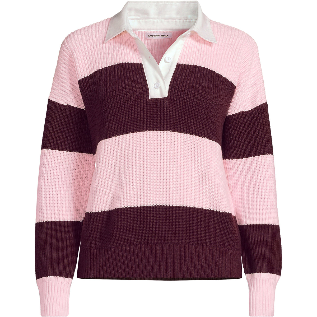 Women's Plus Size Drifter Rugby with Woven Collar Sweater
