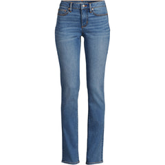 Women's Petite Recover Mid Rise Straight Leg Blue Jeans