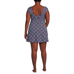 Women's Plus Size NEW Smoothing Square Neck Ruched Swim Dress Swimsuit