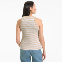 Women's Petite Micro Rib Crew Neck Tank