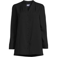 Women's Long Sleeve Vneck Crepe Tunic