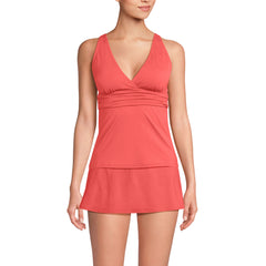 Women's Petite V-Neck Plunge X Back Tankini Top