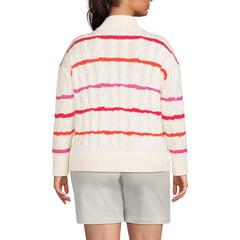 Women's Plus Size Drifter Cable Quarter Zip Sweater