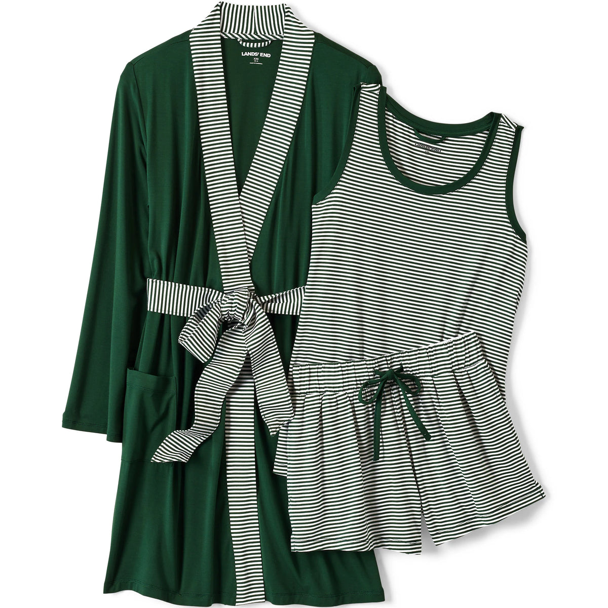 Women's Cooling 3 Piece Pajama Set - Robe Tank and Shorts