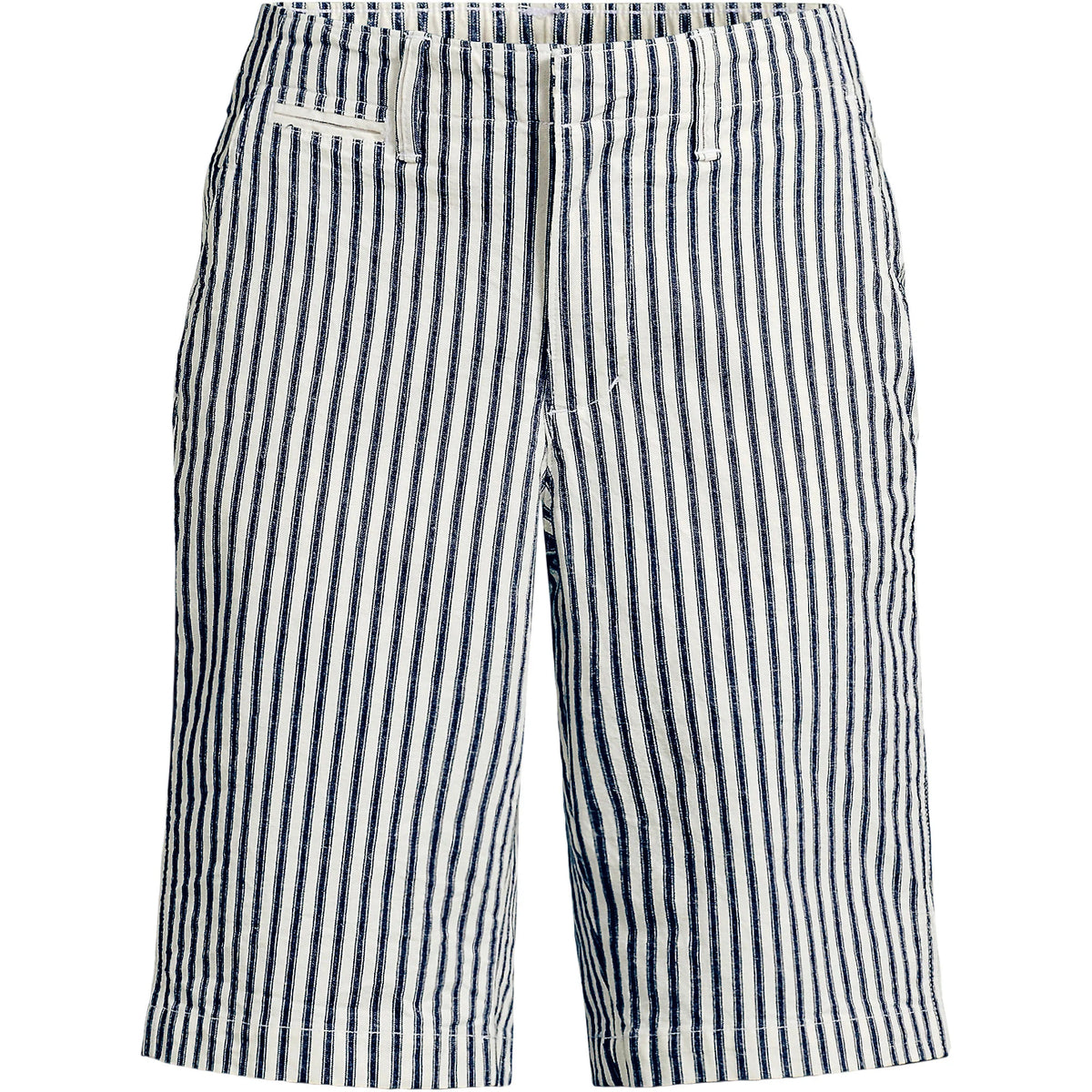 Women's Plus Size Elastic Back Classic 12" Chino Oxford Stripe Shorts