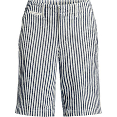 Women's Plus Size Elastic Back Classic 12" Chino Oxford Stripe Shorts