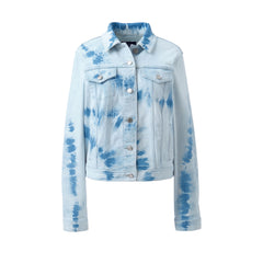 Women's Long Sleeve Tie Dye Denim Jacket