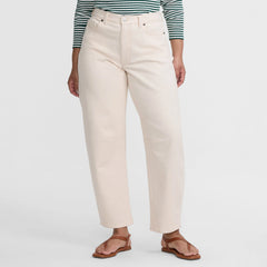 Women's Petite Soft Denim Mid Rise Relaxed Barrel Ankle Jeans
