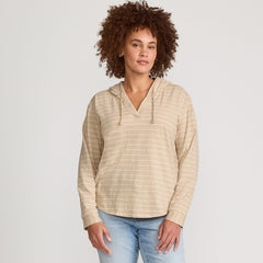 Women's Long Sleeve Slub Hooded Popover