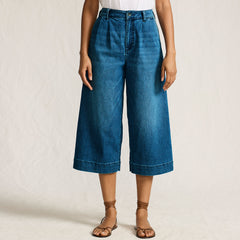 Women's Denim Mid Rise Wide Leg Culotte Jeans