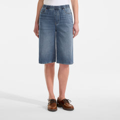 Women's Petite Starfish High Rise Knit Denim 12" Bermuda Shorts