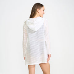 Women's Long Rayon Rib Hooded Mini Cover-up Dress