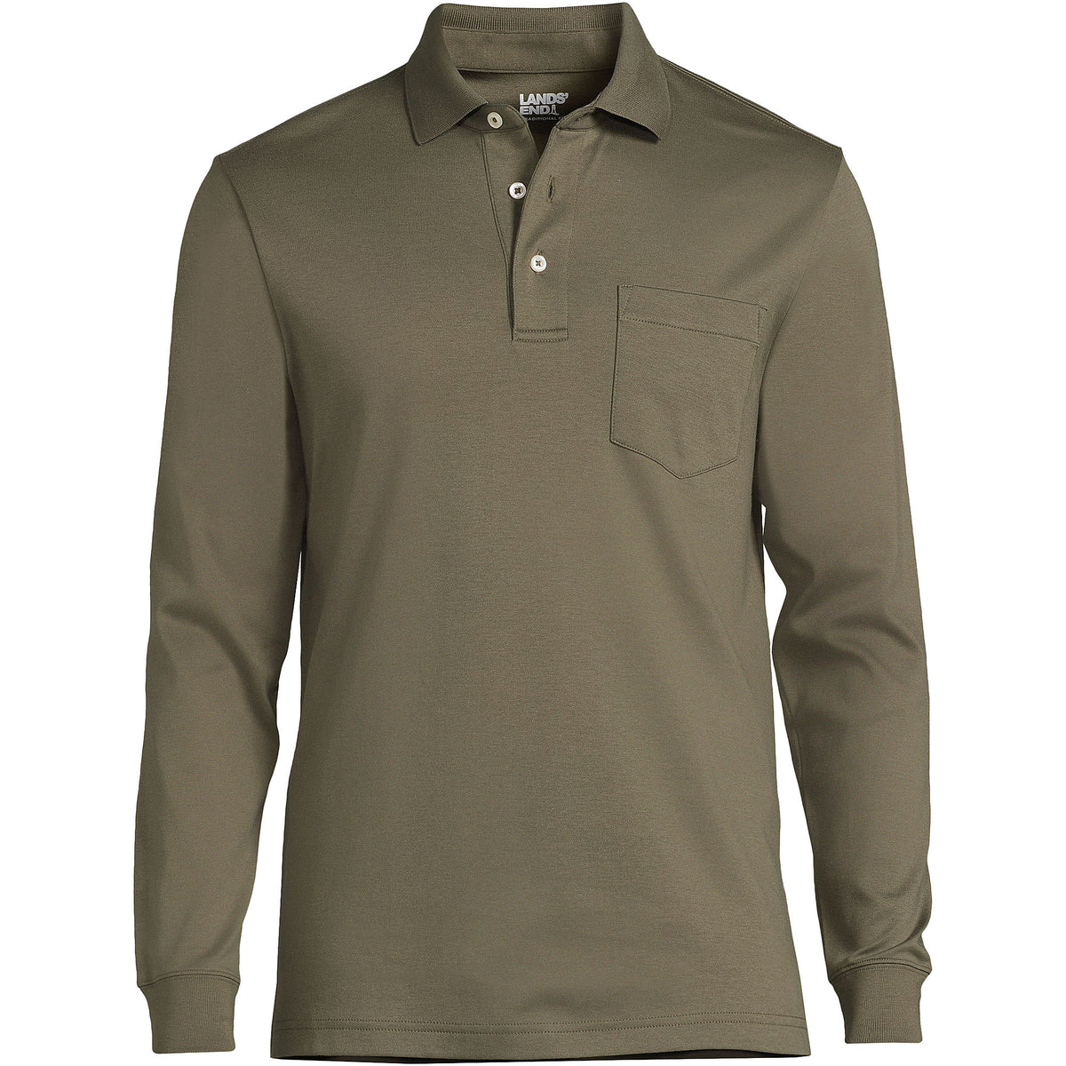 Men's Tall Long Sleeve Cotton Supima Polo Shirt with Pocket