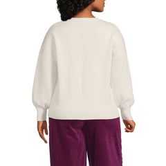 Womens Plus Size Drifter Drop Shoulder Placed Jacquard Crew Neck Sweater