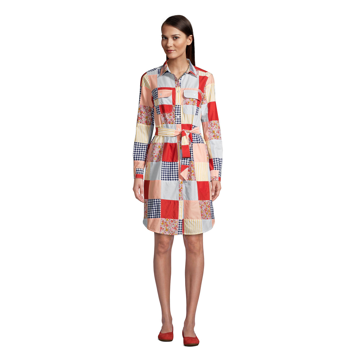 Women's Cotton Poplin Button Front Shirt Dress