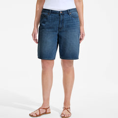 Women's Plus Size Lightweight Denim Mid Rise 10" Shorts
