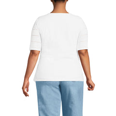 Women's Plus Size Lightweight Jersey Eyelet Side Tie Top