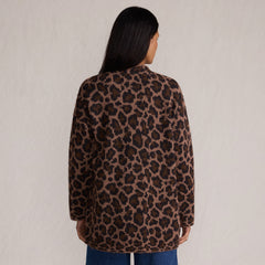 Women's Fuzzy Jacquard Cardigan Jacket Sweater