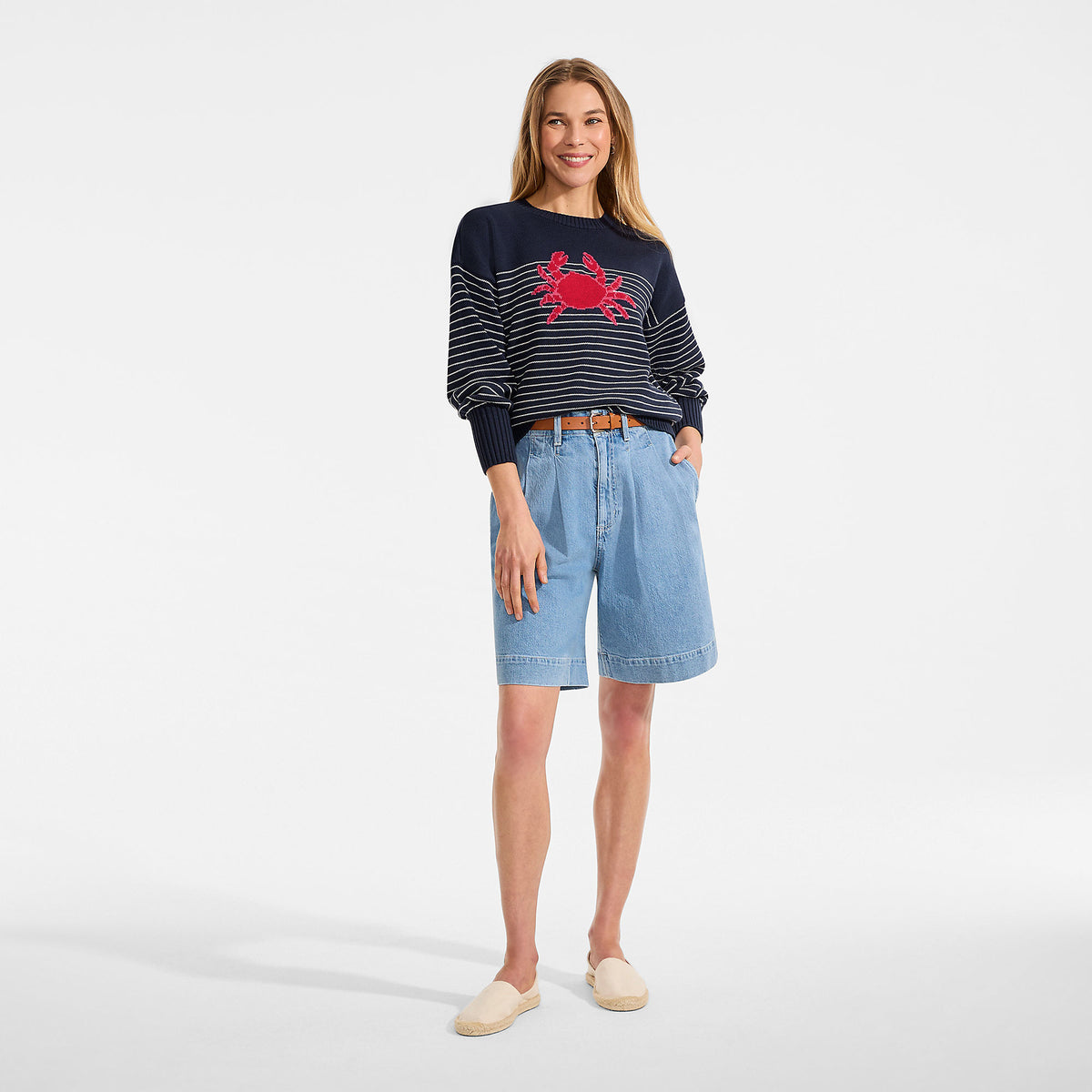 Women's Cotton Drifter Novelty Jacquard Crew Neck Sweater