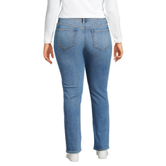 Women's Plus Size Mid Rise Straight Leg Blue Jeans