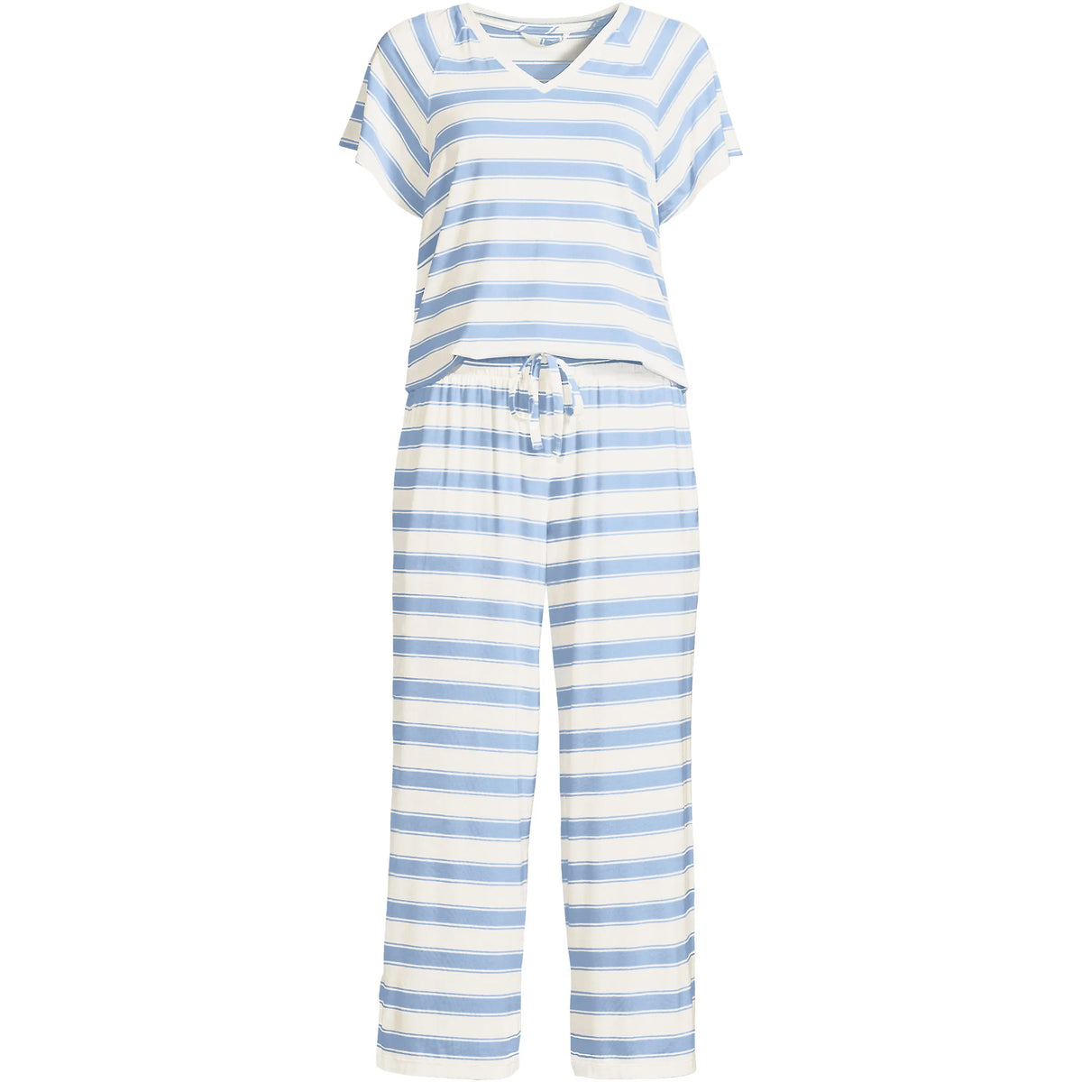 Women's Petite Cooling Pajama Set - Short Sleeve Top and Crop Pants