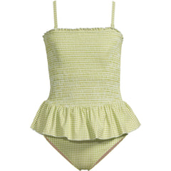Women's Smocked Bandeau Peplum One Piece Swimsuit