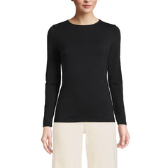 Women's Petite Lightweight Jersey Skimming Long Sleeve Crew Neck T-shirt