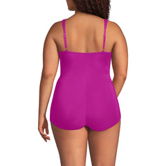Women's Plus Size SlenderSuit V-Neck Skirted Low Leg One Piece