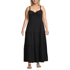 Women's Plus Size Cotton Modal Twist Front Tiered Maxi Dress