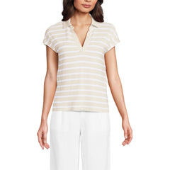 Women's Linen Blend Johnny Collar Polo