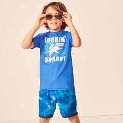 Boys Husky Sunshade UPF 50 Chlorine Resistant Short Sleeve Crew Neck Rash Guard