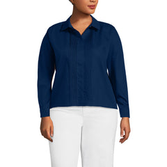 Women's Plus Size Boxy Cropped No Iron Pintuck Shirt