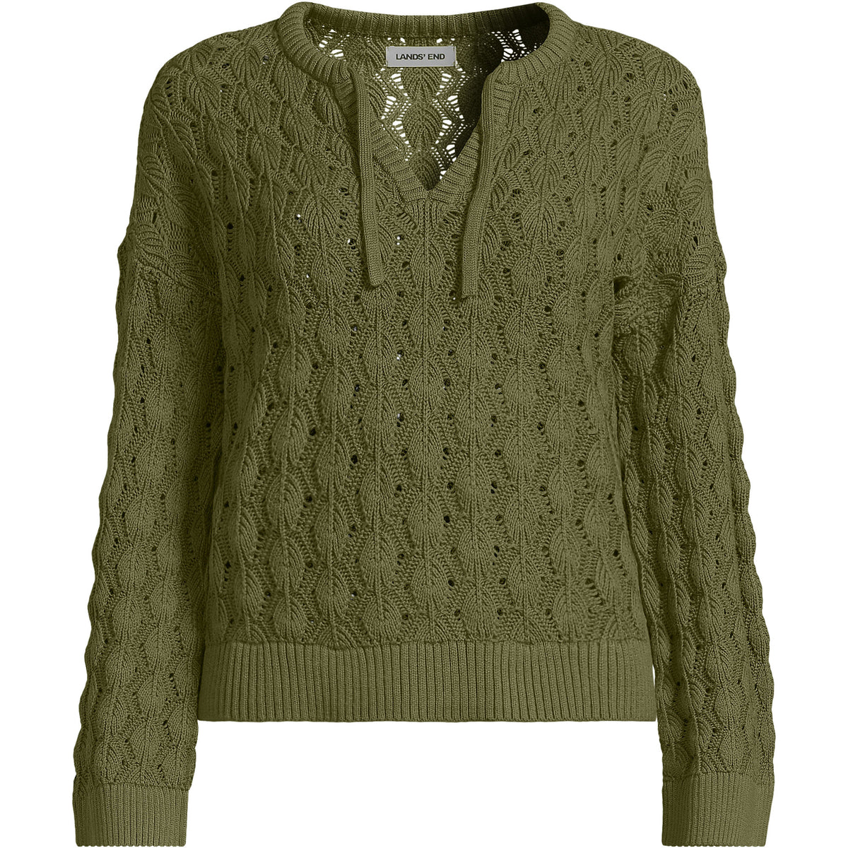 Women's Plus Size Drifter Tie Notch Neck Sweater