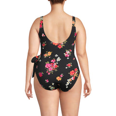 Women's Plus Size Side Tie Wrap One Piece Swimsuit
