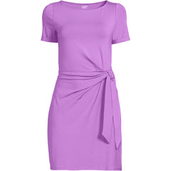 Women's Plus Size Short Sleeve Cotton Modal Wrap Above the Knee Dress