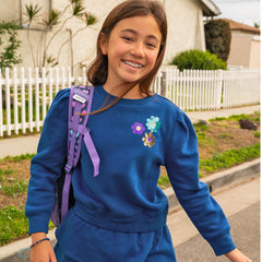 Girls Puff Shoulder Crew Neck Sweatshirt