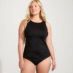 Women's Plus Size Long Torso High Neck UPF 50 Modest Tankini Swimsuit Top 24.5"