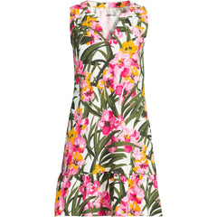 Women's Plus Size Sleeveless Cotton Jersey Notch Neck Flounce Dress
