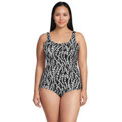 Women's Plus Size Mastectomy Chlorine Resistant Tugless One Piece Swimsuit Soft Cup