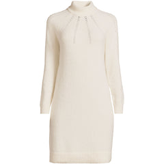 Women's Plus Size Boucle Long Sleeve Raglan Mock Neck Sweater Dress