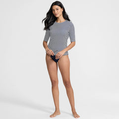 Women's Long Torso SunShade UPF 50 Elbow Sleeve Rash Guard Swim Tee