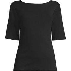 Women's Plus Size Elbow Sleeve Polished Essentials High Neck Low Back Top